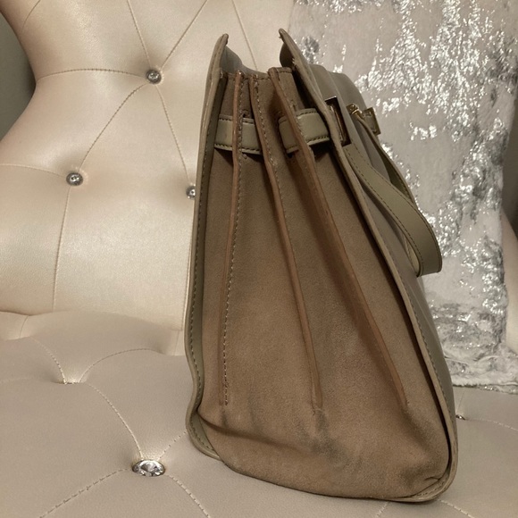 Kate Spade Parker Street Aisley Leather Suede Large Warm Putty Handbag Crossbody - Picture 10 of 16